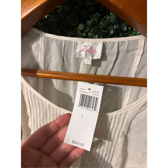 Parker Ivory 100% Silk Wide Sleeve Blouse Sz Large NWT - Picture 2 of 5